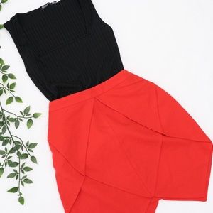 Nasty Gal Mini Tulip Skirt- Red Orange